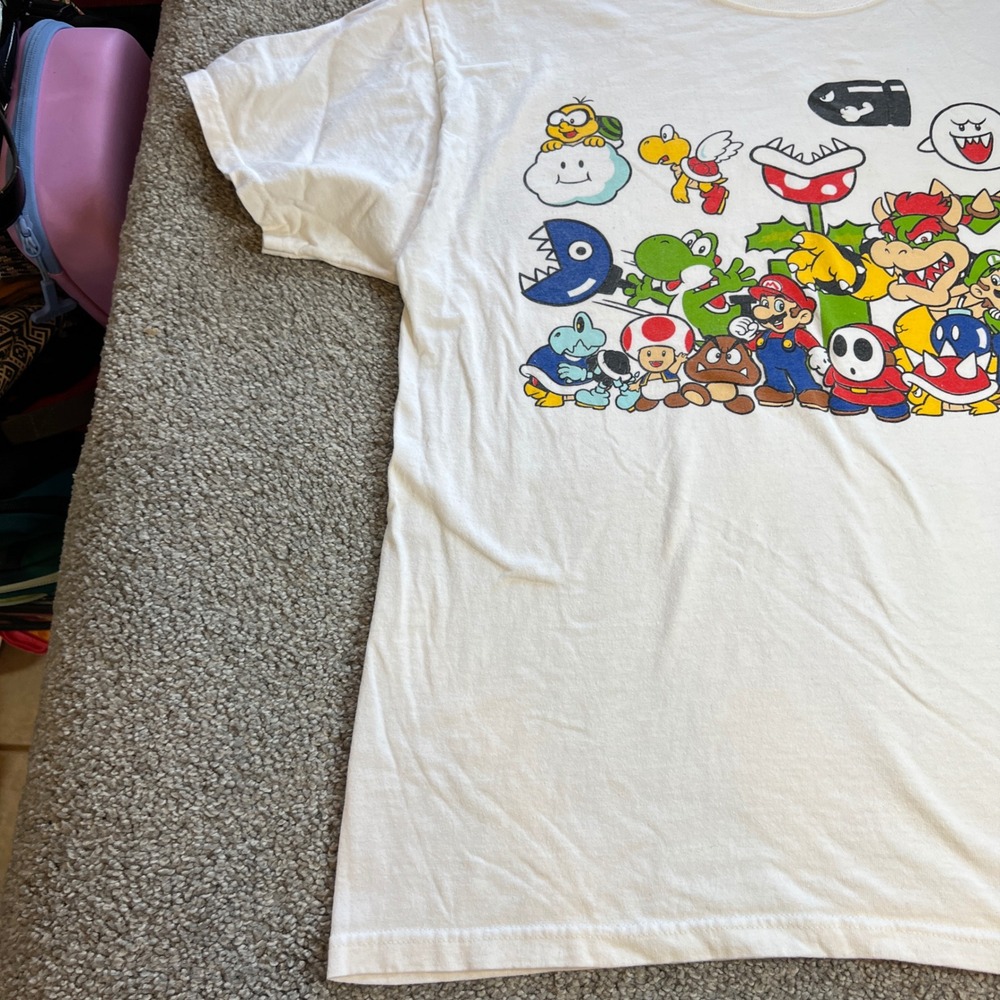 Nintendo Super Mario Bros Graphic shirt Men Large White Retro Character Print - Picture 5 of 13